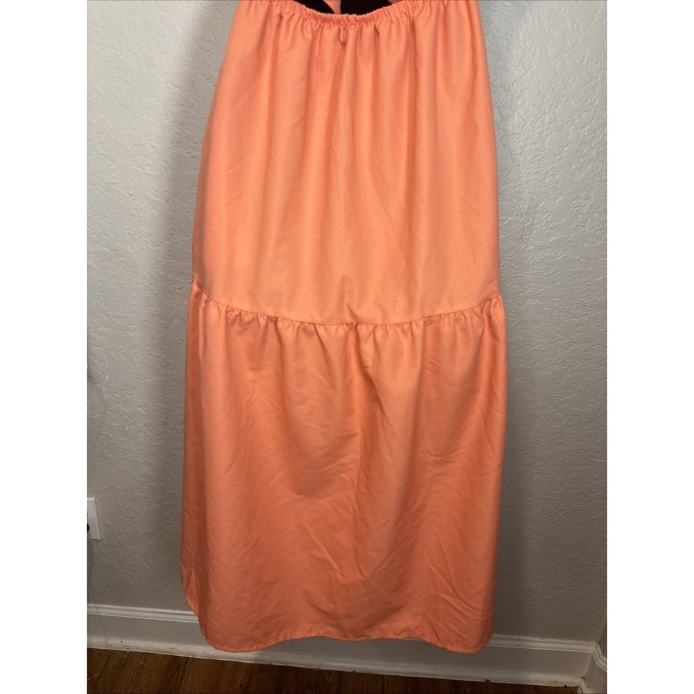 NWT Women's Style House Midi Coral Tiered Ruffle Strap Dress‎ W/Pockets, Size XL - Picture 5 of 7